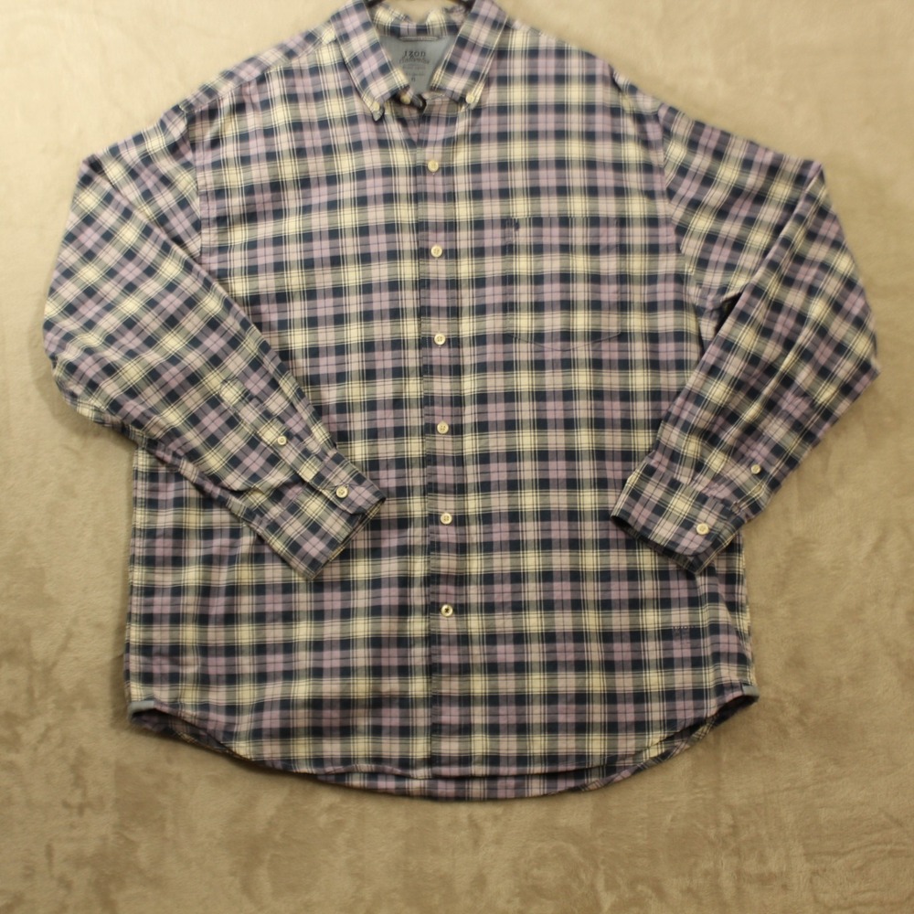 IZOD Saltwater Mens Longsleeve Button Down MultiColor Size XL Relaxed Classics